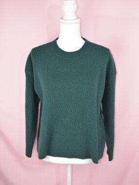 J. Crew Deep Green Ribbed Knit Crewneck Sweater | Size M